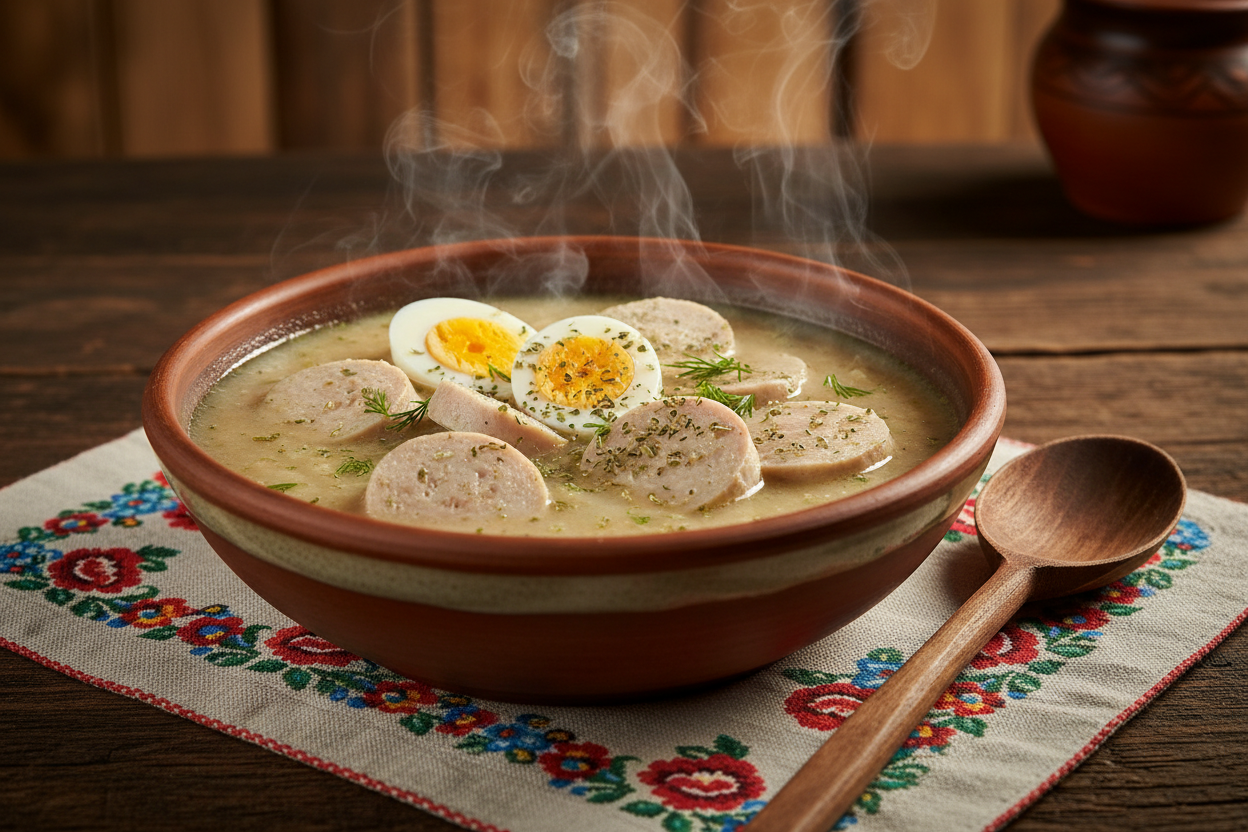 żurek z białą kiełbasą